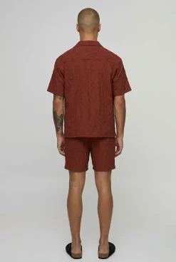 boohooMAN Ensemble Chemise Oversize Et Short Décontracté À Texture Froissée Palmier<Homme Ensembles