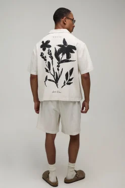 boohooMAN Ensemble Chemise Oversize Et Short Imprimé Fleuri Aspect Lin<Homme Ensembles