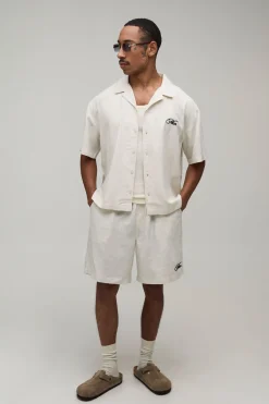 boohooMAN Ensemble Chemise Oversize Et Short Imprimé Fleuri Aspect Lin<Homme Ensembles