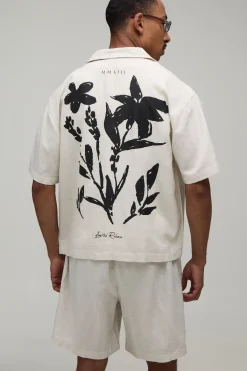 boohooMAN Ensemble Chemise Oversize Et Short Imprimé Fleuri Aspect Lin<Homme Ensembles