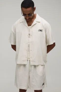boohooMAN Ensemble Chemise Oversize Et Short Imprimé Fleuri Aspect Lin<Homme Ensembles