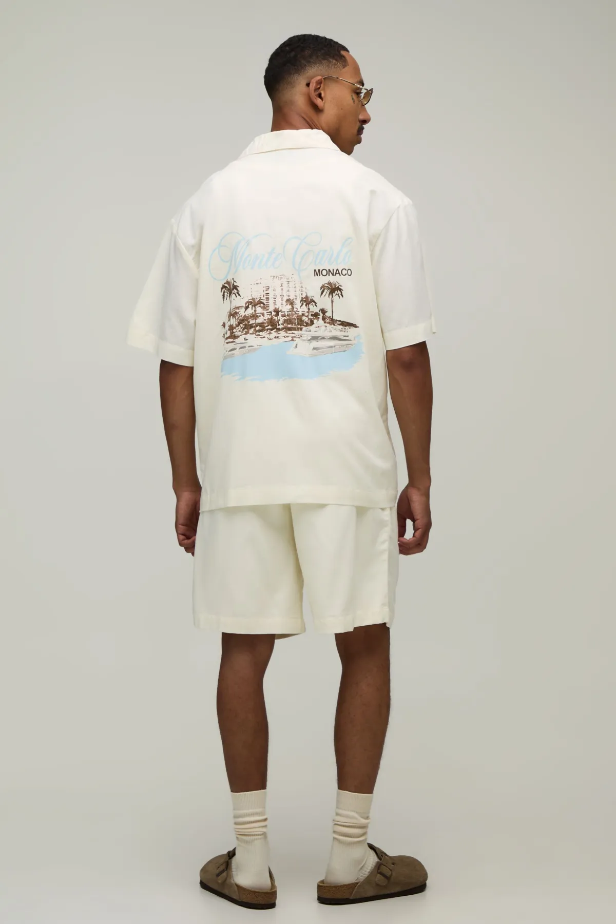 boohooMAN Ensemble Chemise Oversize Et Short Avec Imprimé Dos Monte Carlo<Homme Ensembles