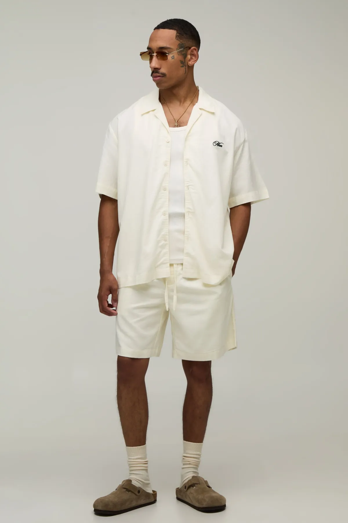 boohooMAN Ensemble Chemise Oversize Et Short Avec Imprimé Dos Monte Carlo<Homme Ensembles