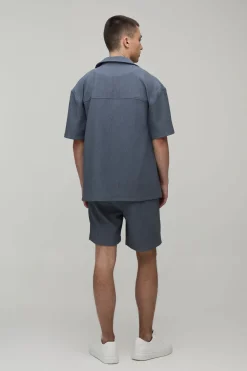 Ensemble Chemise Oversize Et Short Plissé Mi-long Coupe Décontractée