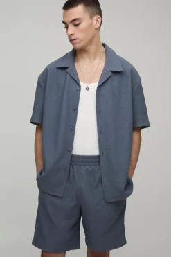 Ensemble Chemise Oversize Et Short Plissé Mi-long Coupe Décontractée