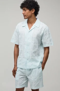 boohooMAN Ensemble Chemise Oversize Et Short Décontracté À Motif Carreaux Brodés<Homme Ensembles