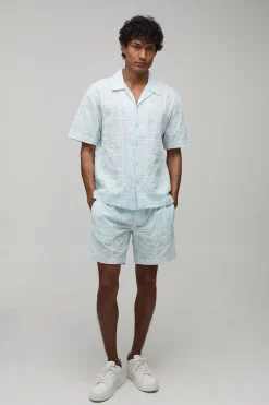 boohooMAN Ensemble Chemise Oversize Et Short Décontracté À Motif Carreaux Brodés<Homme Ensembles