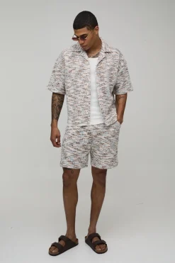 Ensemble Chemise Oversize Et Short Décontracté En Bouclé Brossé