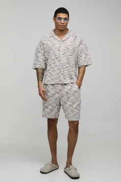 Ensemble Chemise Oversize Et Short Décontracté En Bouclé Brossé