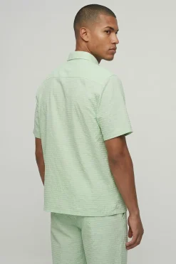 Ensemble Chemise Oversize Et Pantalon Décontracté En Seersucker À Rayures