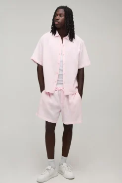 boohooMAN Ensemble Chemise Oversize Et Short Ample En Tissu Gaze De Coton<Homme Ensembles