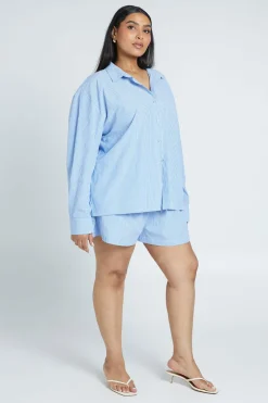 Ensemble Chemise Oversize Et Short Grande Taille Avec Détail Dos Noué