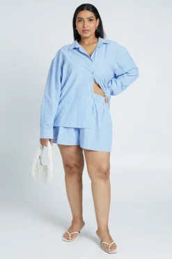 Ensemble Chemise Oversize Et Short Grande Taille Avec Détail Dos Noué