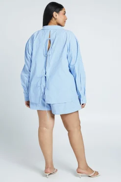 Ensemble Chemise Oversize Et Short Grande Taille Avec Détail Dos Noué