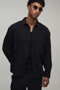 boohooMAN Ensemble Chemise Oversize À Manches Longues Et Pantalon Ample En Gaze De Coton<Homme Ensembles