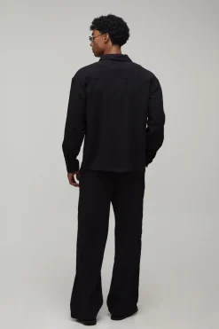 boohooMAN Ensemble Chemise Oversize À Manches Longues Et Pantalon Ample En Gaze De Coton<Homme Ensembles