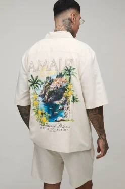 boohooMAN Ensemble Chemise Oversize À Manches Courtes Imprimé Destination Et Short Ample Pour Homme Grand<Homme Ensembles