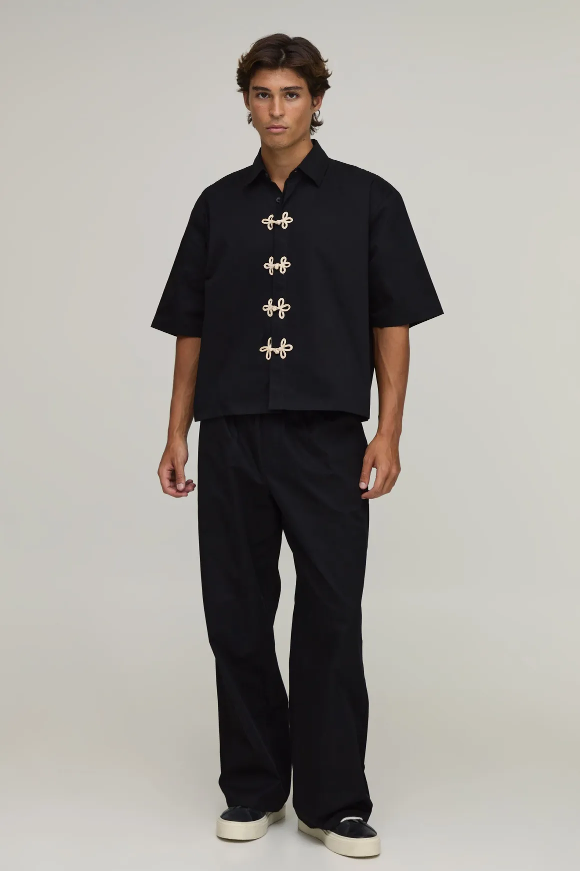 Ensemble Chemise Oversize À Manches Courtes Et Pantalon Large
