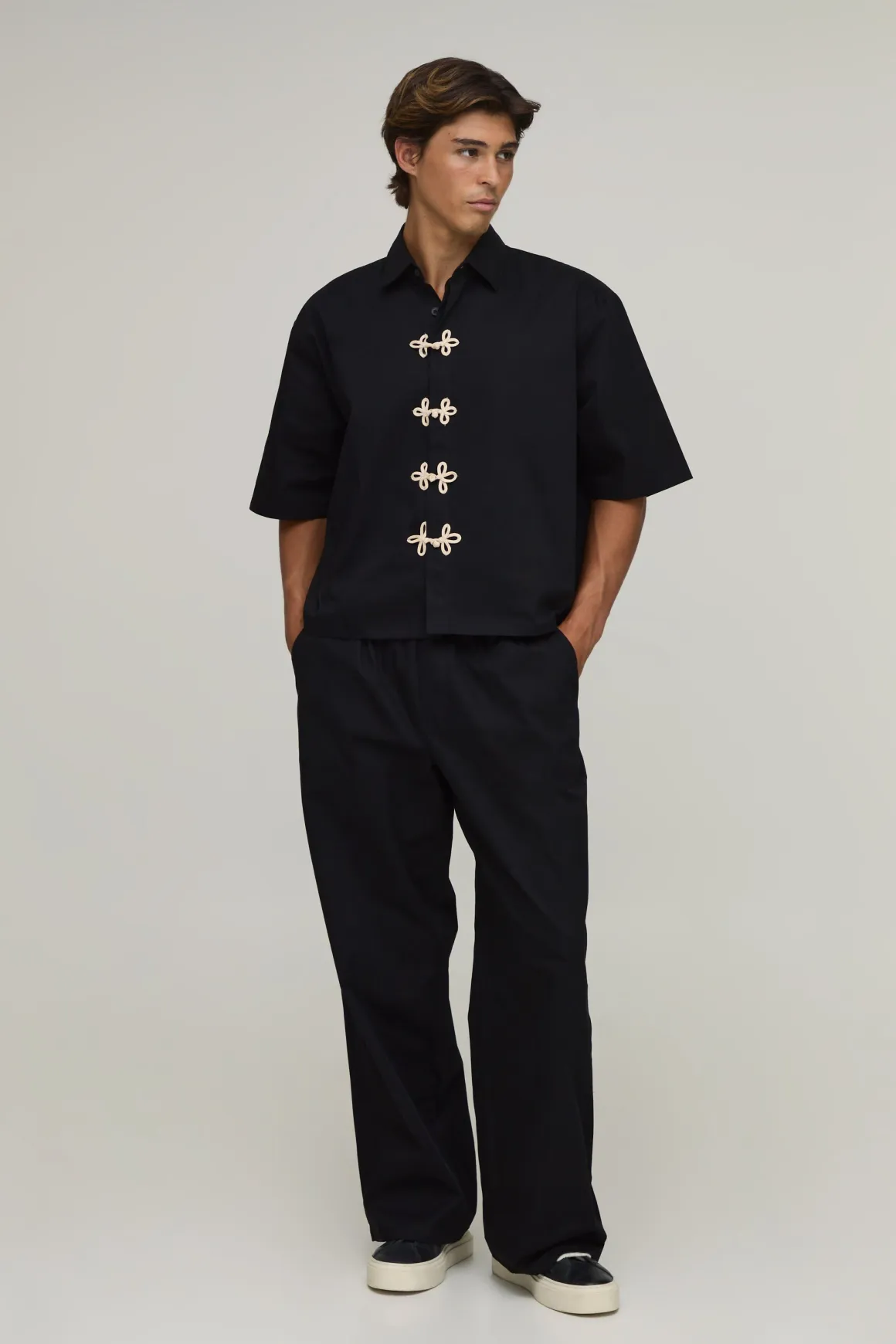 Ensemble Chemise Oversize À Manches Courtes Et Pantalon Large
