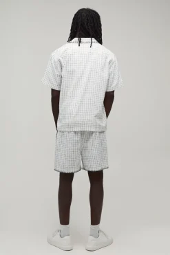 boohooMAN Ensemble Chemise Oversize À Manches Courtes Et Short Ample À Carreaux Fenêtre Avec Finition Point De Couverture<Homme Ensembles