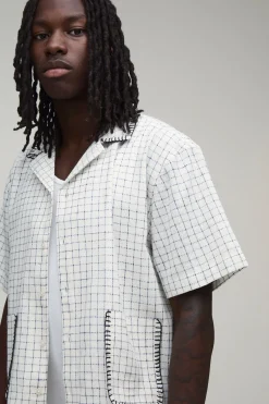 boohooMAN Ensemble Chemise Oversize À Manches Courtes Et Short Ample À Carreaux Fenêtre Avec Finition Point De Couverture<Homme Ensembles