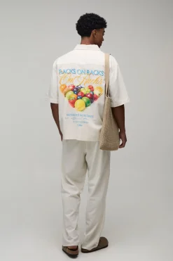 Ensemble Chemise Oversize À Manches Courtes Imprimé Fruits Et Pantalon Ample