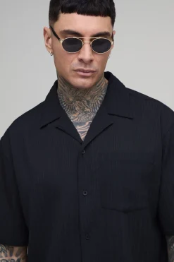 boohooMAN Ensemble Chemise Oversize Plissée Texturée Et Short Tall<Homme Ensembles|Tout Afficher