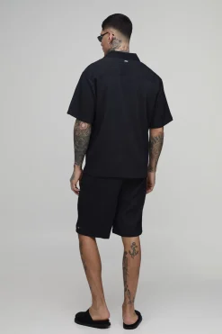 boohooMAN Ensemble Chemise Oversize Plissée Texturée Et Short Tall<Homme Ensembles|Tout Afficher