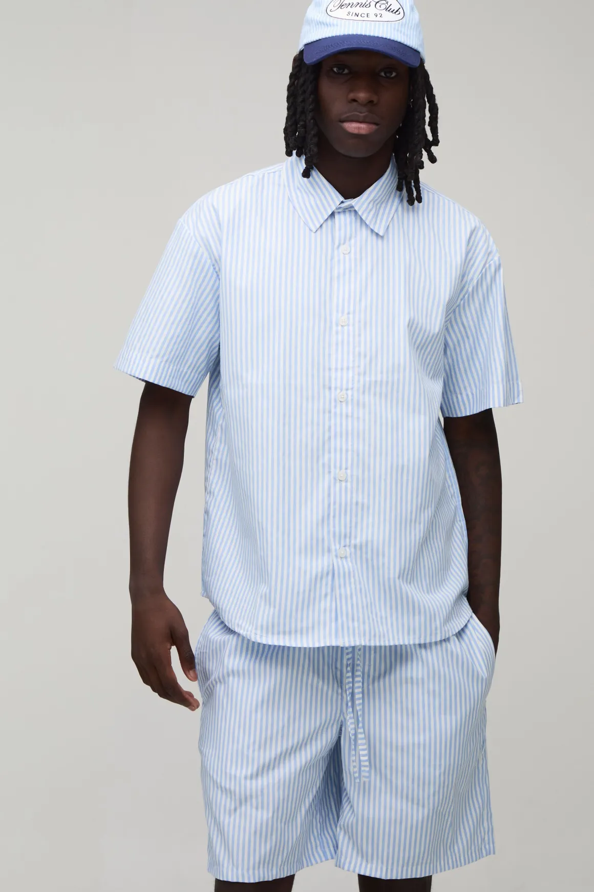 Ensemble Chemise Oversize À Rayures Et Short Ample