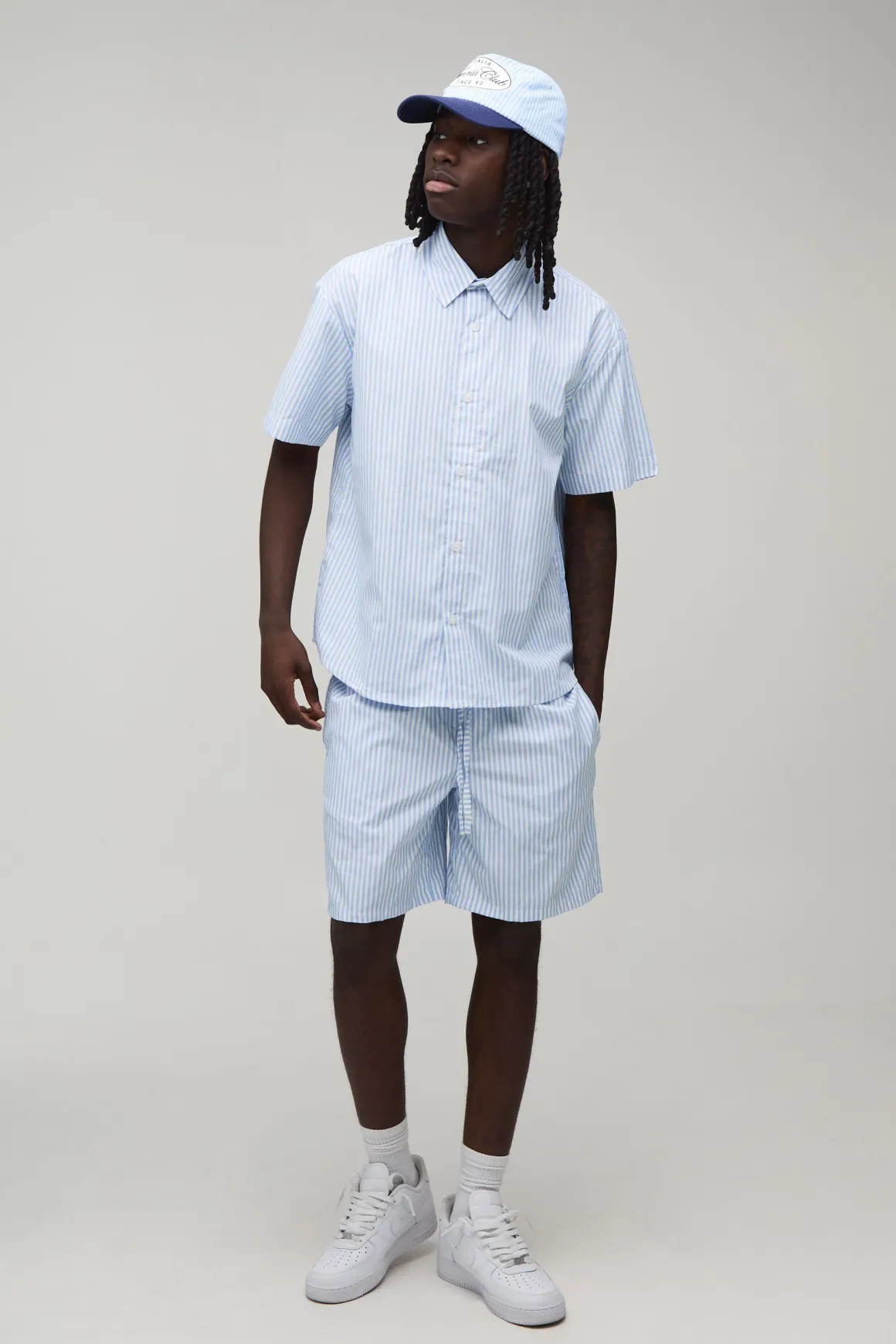 Ensemble Chemise Oversize À Rayures Et Short Ample