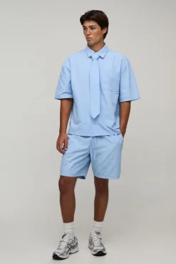 Ensemble Chemise Oversize, Short Et Cravate