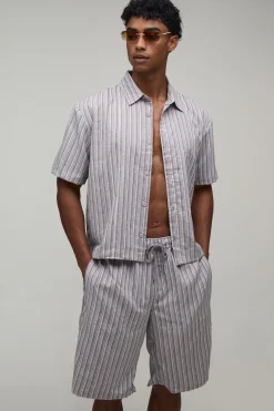 Ensemble Chemise Oversize Texturée Plissée Et Short Ample