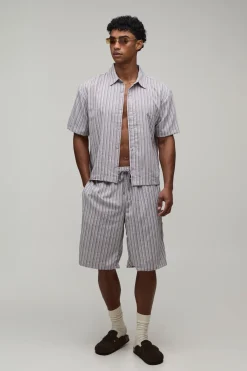 Ensemble Chemise Oversize Texturée Plissée Et Short Ample