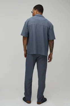 Ensemble Chemise Oversize Texturée Plissée & Pantalon Ample