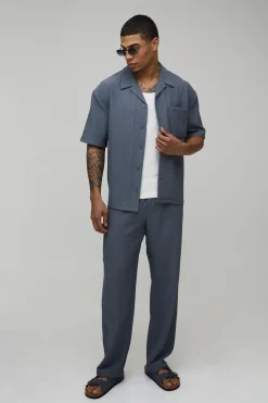 Ensemble Chemise Oversize Texturée Plissée & Pantalon Ample