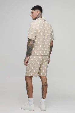boohooMAN Ensemble Chemise Oversize Tissée À Touffetage Et Short Décontracté Tall<Homme Ensembles|Tout Afficher