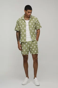Ensemble Chemise Oversize Tissée Touffetée Et Short Ample