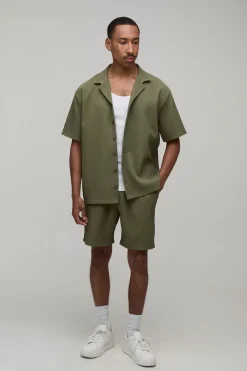 Ensemble Chemise Plissée À Col Revers Oversize Et Short