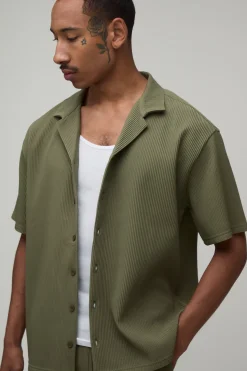 Ensemble Chemise Plissée À Col Revers Oversize Et Short
