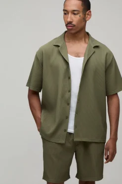 Ensemble Chemise Plissée À Col Revers Oversize Et Short