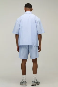 boohooMAN Ensemble Chemise Rayée Oversize, Short Et Cravate<Homme Ensembles