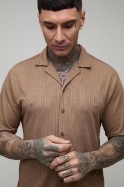 boohooMAN Ensemble Chemise Regular Côtelée Texturée En Jersey Et Short Ample Pour Homme Grand<Homme Ensembles|Tout Afficher