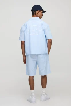 Ensemble Chemise Revere Sfera Oversized Boxy à Rayures, Imprimé Tennis Club et Short