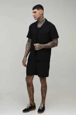 Ensemble Chemise Régulière Et Short Décontracté En Mélange De Lin Pour Grandes Tailles - Collection Vacances