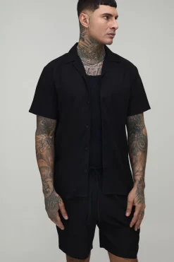Ensemble Chemise Régulière Et Short Décontracté En Mélange De Lin Pour Grandes Tailles - Collection Vacances