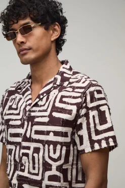 Ensemble Chemise Régulière Et Short Ample À Imprimé Géométrique Texturé