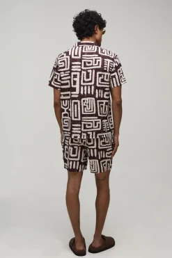 Ensemble Chemise Régulière Et Short Ample À Imprimé Géométrique Texturé