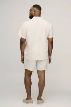 boohooMAN Ensemble Chemise Régulière Et Short Décontracté En Mélange De Lin Grande Taille Vacances<Homme Ensembles|Tout Afficher