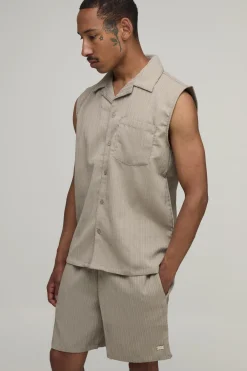 Ensemble Chemise Sans Manches Et Short Plissé Texturé Coupe Regular