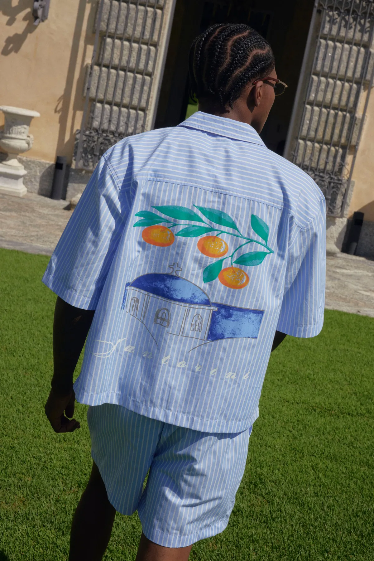 boohooMAN Ensemble Chemise Santorini Oversize À Rayures Col Revere Et Manches Courtes Avec Short Ample<Homme Ensembles